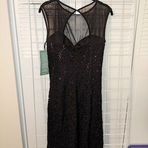 Elegant Sequined Black Formal Dress Size 10 - NWT